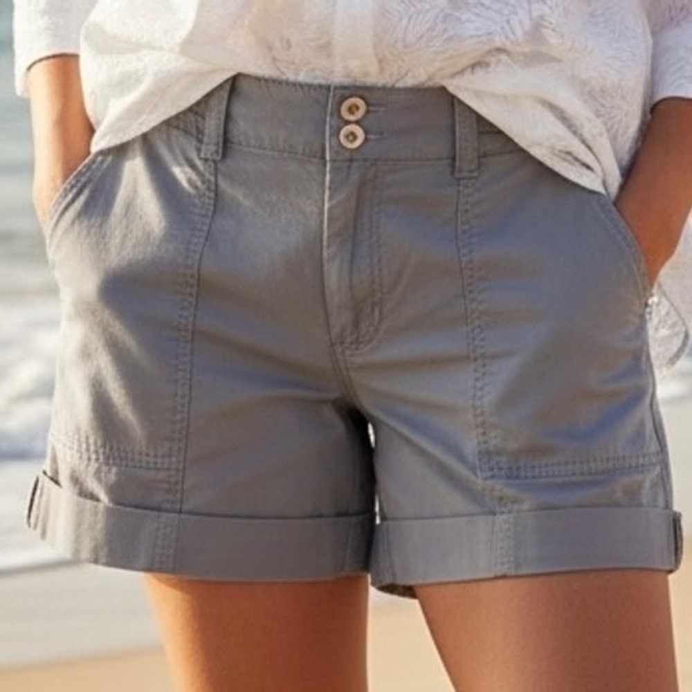 INC Shorts Gray Rhinestone Cargo Shorts Sz 6 Utility Casual Summer Travel Boho